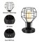 2PCS Industrial Steampunk Table Lamp Vintage Cage Bedside Light with Dual USB Ports & AC Outlet UL-Certified, Portable Nightstand Lamp for Small Spaces
